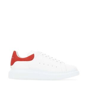 Alexander McQueen White Sneakers with Red Suede Heel Tab